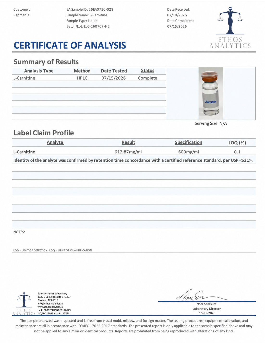 L-Carnitine 10mL - Image 2
